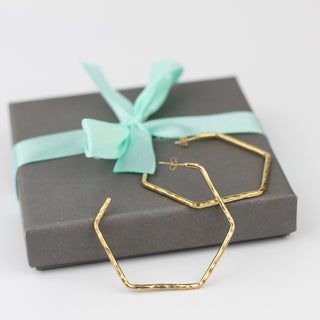 Large Gold Hexagon Hoops