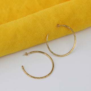 Large Gold Hammered Hoop Earrings