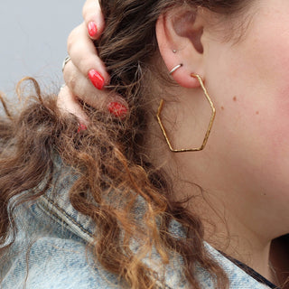 Large Gold Hexagon Hoops