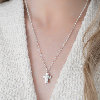 Medium Hammered Silver Cross Necklace