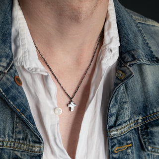 Medium Oxidised Black Cross Necklace