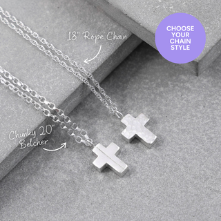 Medium Smooth Silver Cross Necklace