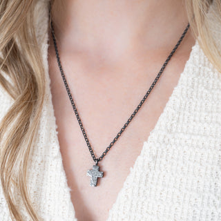 Medium Oxidised Black Cross Necklace