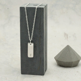 Cross Silver Tag Necklace