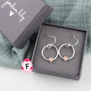 Copper Heart Drop Earrings