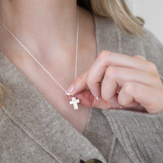 Mini Smooth Silver Cross Necklace
