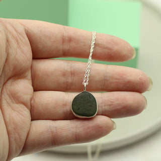 Dark Olive Green Sea Glass Pendant