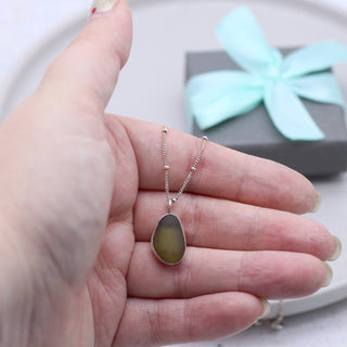 Olive Yellow Sea Glass Pendant