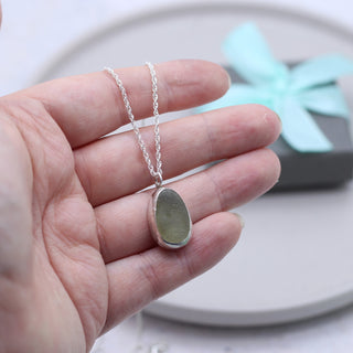 Chunky Light Grey Sea Glass Pendant
