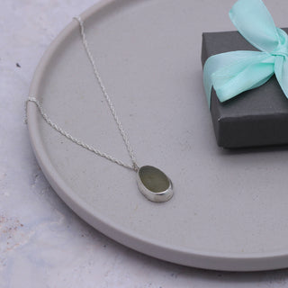 Chunky Light Grey Sea Glass Pendant