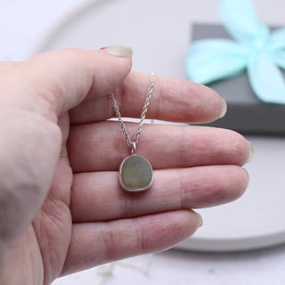 Dark Olive Green Sea Glass Pendant