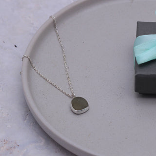 Dark Olive Green Sea Glass Pendant
