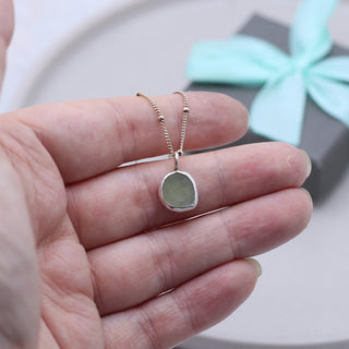 Warm Green Grey Sea Glass Pendant
