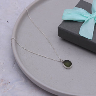 Light Olive Green Sea Glass Pendant