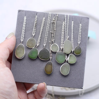 Dark Olive Green Sea Glass Pendant