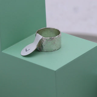 Wide Hammered Band Ring - Size L