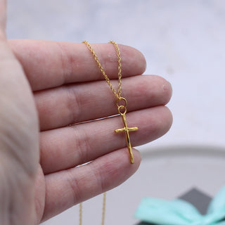 Gold Vermeil Tiny Cross Necklace