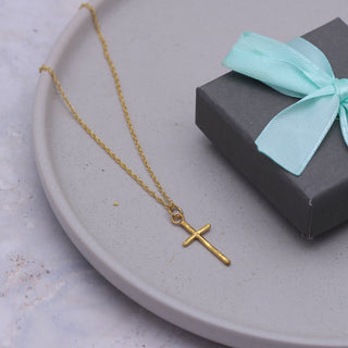 Gold Vermeil Tiny Cross Necklace