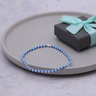 Stacking Bead Anklet - Blue