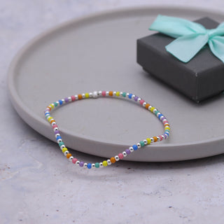 Stacking Bead Anklet - Rainbow