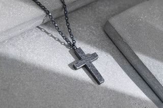 Large Oxidised Black Cross Necklace