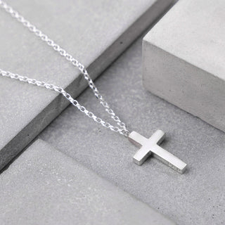 Large Personalised Silver Cross Necklace