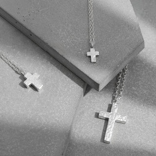 Large Smooth Silver Cross Necklace
