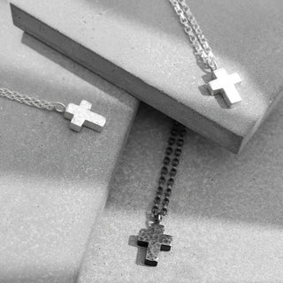 Medium Smooth Silver Cross Necklace
