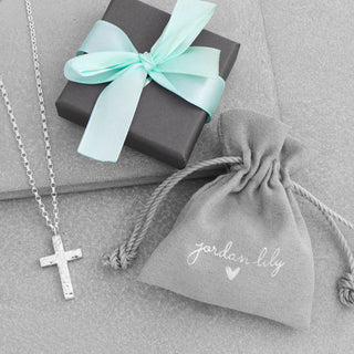 Large Hammered Silver Cross Necklace