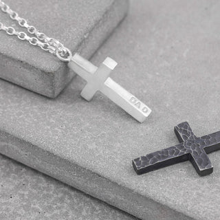 Large Personalised Silver Cross Necklace