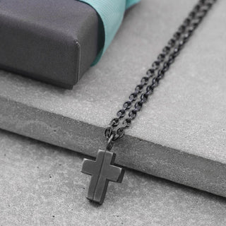 Medium Oxidised Black Cross Necklace