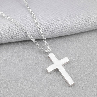 Large Smooth Silver Cross Necklace