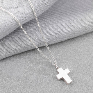 Medium Smooth Silver Cross Necklace