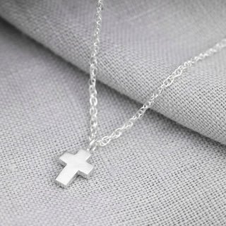 Mini Smooth Silver Cross Necklace