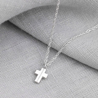 Mini Smooth Silver Cross Necklace