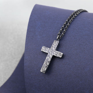 Large Oxidised Black Cross Necklace