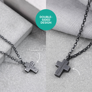 Medium Oxidised Black Cross Necklace