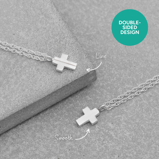 Mini Smooth Silver Cross Necklace