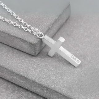 Large Personalised Silver Cross Necklace