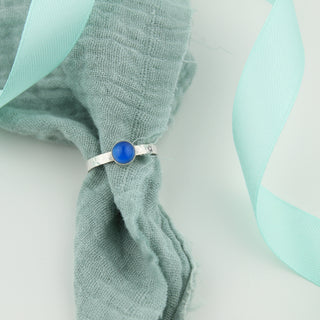 Silver Blue Onyx Gemstone Ring