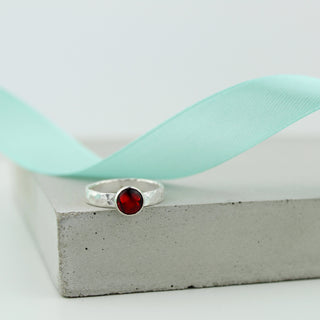 Silver Red Abalone Gemstone Ring