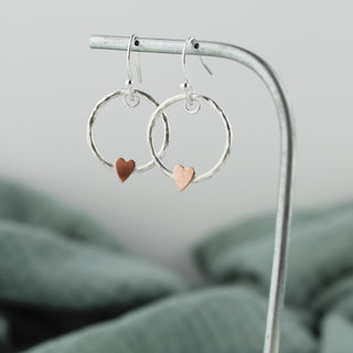 Copper Heart Drop Earrings