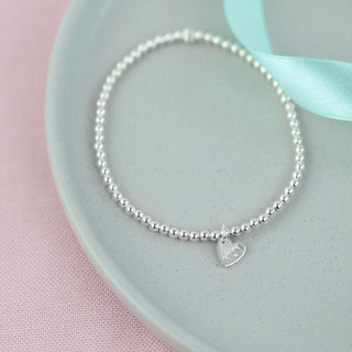 MUM Silver Heart Bead Bracelet