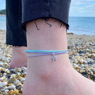 Cord Anklet with Sterling Silver Charm