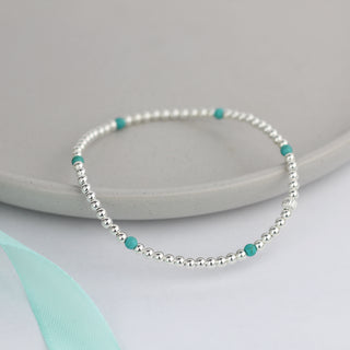 Turquoise and Silver Bead Anklet