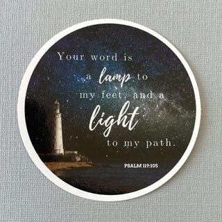 Lamp to My Feet and Light to my Path - Lighthouse Vinyl Sticker