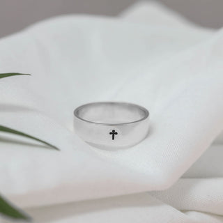 Chunky Cross Stamped Ring