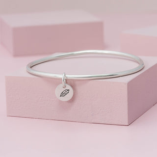 Feather Sterling Silver Charm Bangle