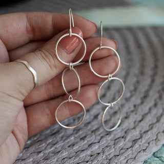 Three Linked Circle Drop Earrings