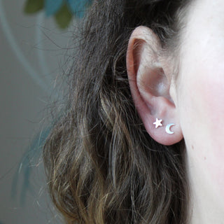 Mismatched Star and Moon Studs